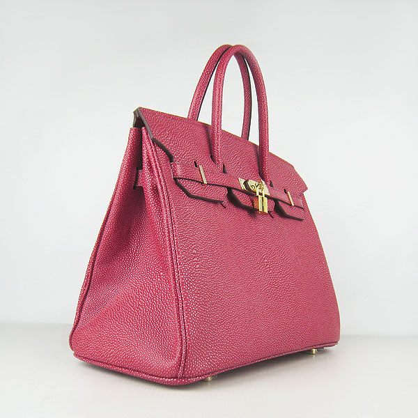 High Quality Fake Hermes Birkin 35CM Pearl Veins Leather Bag Red 6089 - Click Image to Close